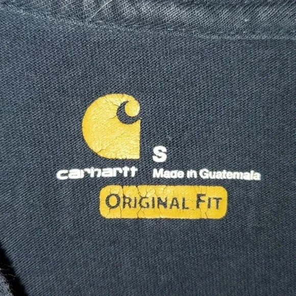 Men′s Carhartt Original Fit Crewneck Long Sleeve T-Shirt w Sleeve Logo Size S - Picture 5 of 11